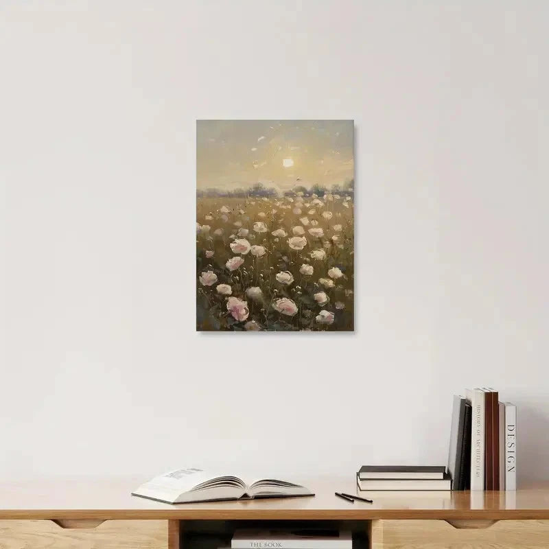 Beautiful Pink Wildflower Vintage Painting 40x60cm Metal Print Ready to Hang