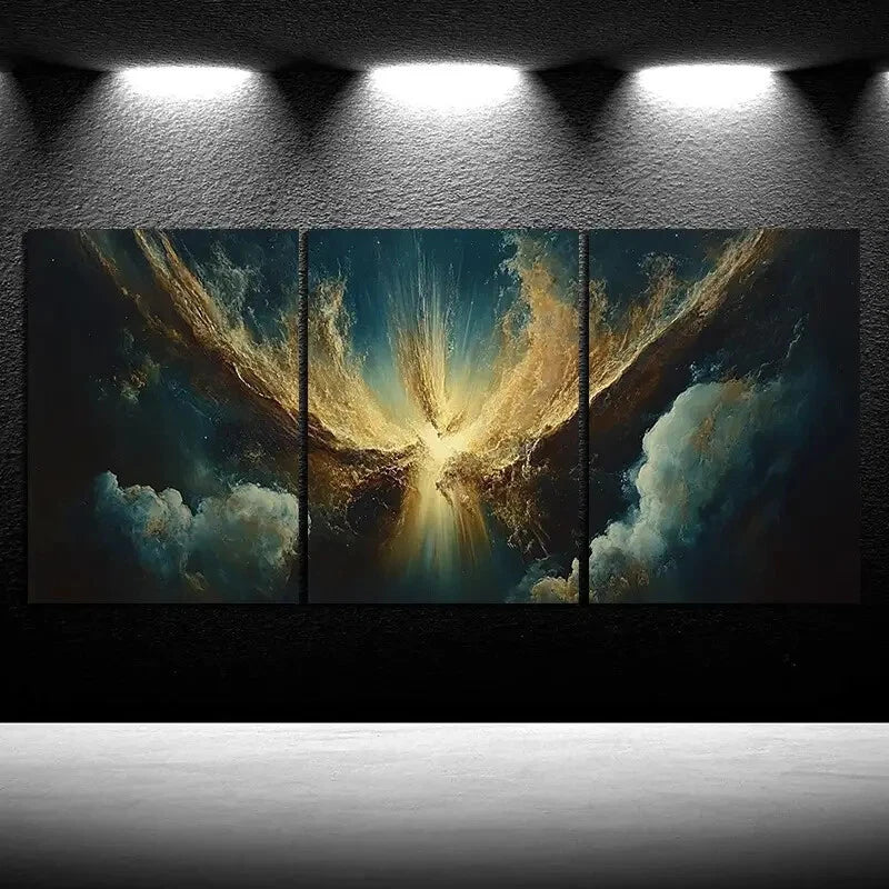 3pcs Beautiful Sky White Clouds Metal Print Ready to Hang Art