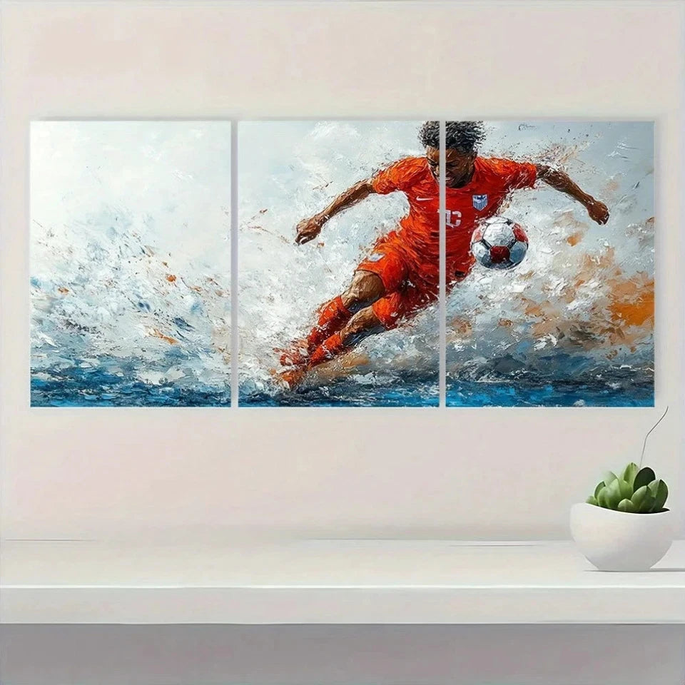 3pcs Inspirational Football Player Metal Print Ready to Hang Art