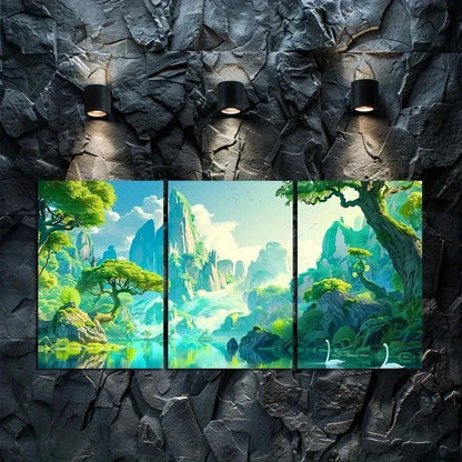 3pcs Oil Painting In Beautiful Nature Scenery Metal Print Ready to Hang Art