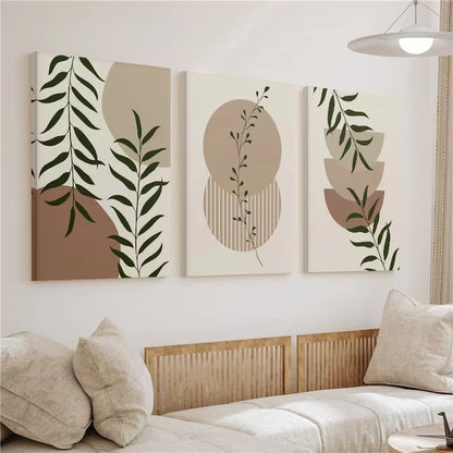 3pcs Modern Style Leaf Gallery Boho Botanical Wall Art Set Canvas Framed 60x90cm - High Quality Print 100% Australian Made Wall Canvas Ready to Hang
