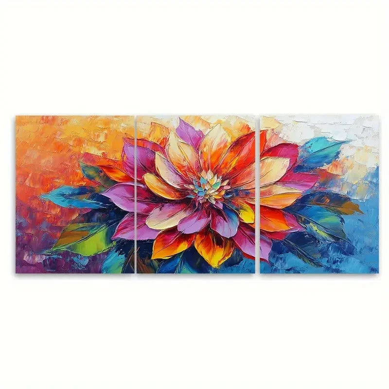 3pcs Colorful Abstract Bloom Oil Painting I Wall Art Set Canvas Framed 40x60cm - High Quality Print 100% Australian Made Wall Canvas Ready to Hang
