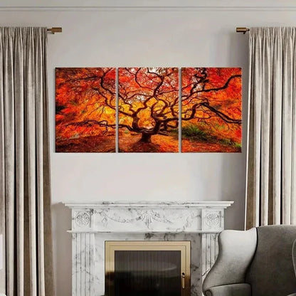 3pcs Red Tree with Branches Landscape Modern Wall Art Set Canvas Unframed - High Quality Print 100% Australian Made Wall Canvas