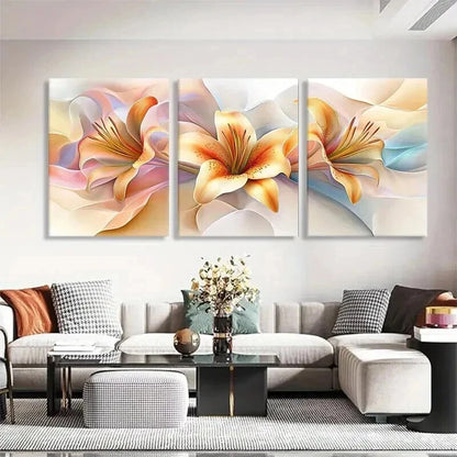 3pcs Elegant Lily Flower Abstract Perfect Wall Art Set Canvas Framed 40x60cm - High Quality Print 100% Australian Made Wall Canvas Ready to Hang