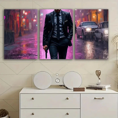 3pcs Man In Suit And Tie Wall Art Set Canvas Framed 50x70cm - High Quality Print 100% Australian Made Wall Canvas Ready to Hang