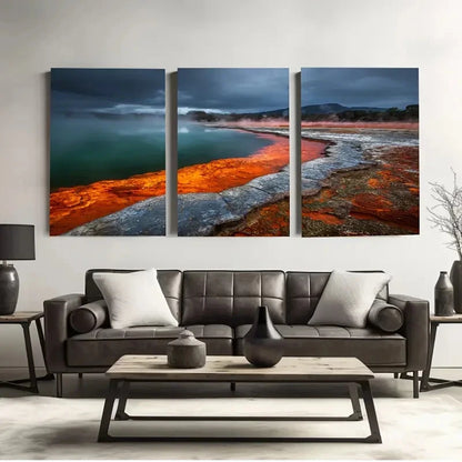 3pcs Rotorua Geothermal Park painting Wall Art Set Canvas Framed 60x90cm - High Quality Print 100% Australian Made Wall Canvas Ready to Hang