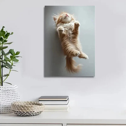 Contemporary Cat Encouragement & Aspiration Painting 40x60cm Metal Print Ready to Hang