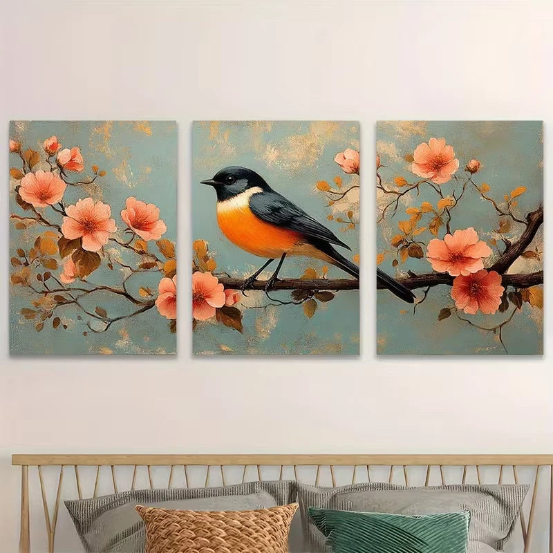 3pcs Colorful Hummingbirds & Peonies Metal Print Ready to Hang Art