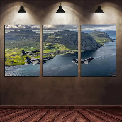 3pcs Flying Together Over The American Metal Print Ready to Hang Art