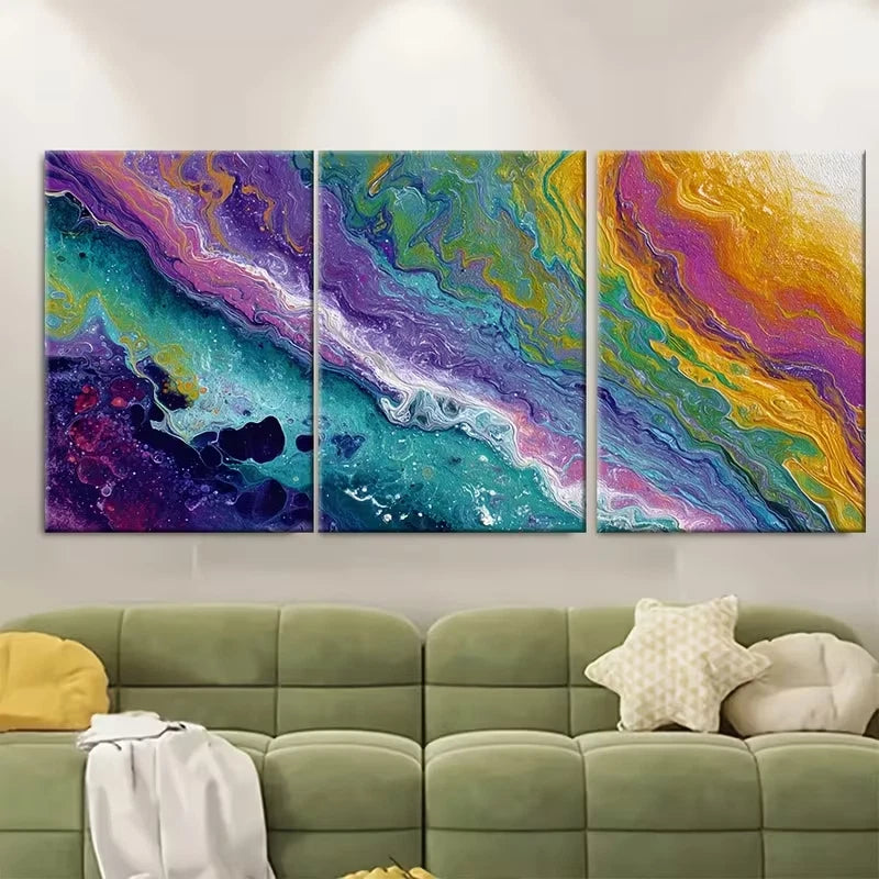 3pcs Colour Fall Abstract Metal Print Ready to Hang Art