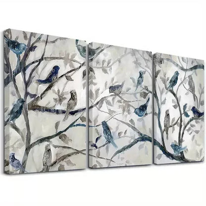 3pcs Birds & Branches Triptych Wall Art Set Canvas Framed60X90cm - High Quality Print 100% Australian Made Wall Canvas Ready to Hang