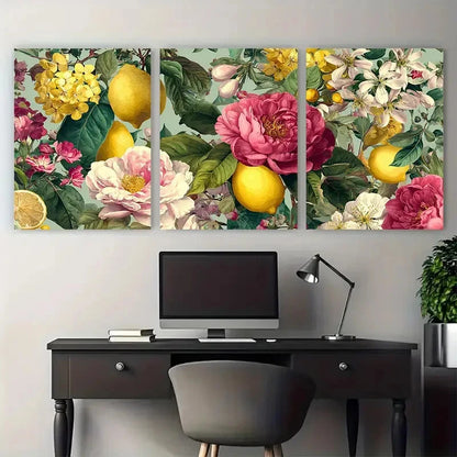 3pcs Capri Italy Bouquet Of Flowers Perfect Wall Art Set Canvas Framed 40x60cm - High Quality Print 100% Australian Made Wall Canvas Ready to Hang