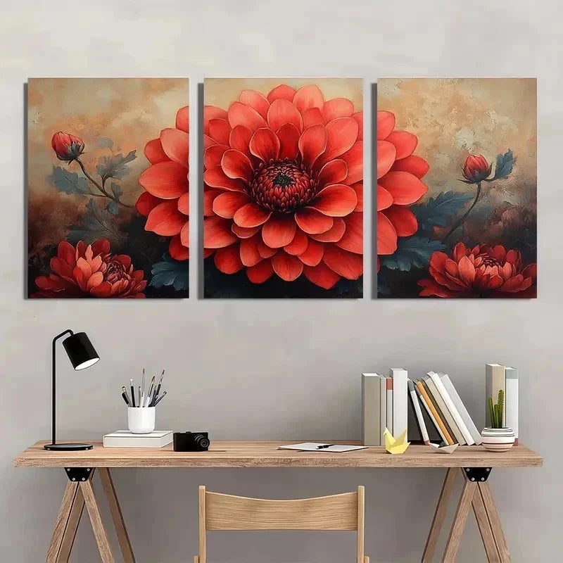 3pcs Chrysanthemum Flower Nature Perfect Wall Art Set Canvas Framed 40x60cm - High Quality Print 100% Australian Made Wall Canvas Ready to Hang