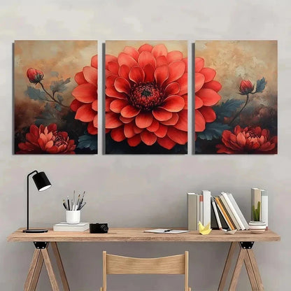3pcs Chrysanthemum Flower Nature Perfect Wall Art Set Canvas Framed 40x60cm - High Quality Print 100% Australian Made Wall Canvas Ready to Hang