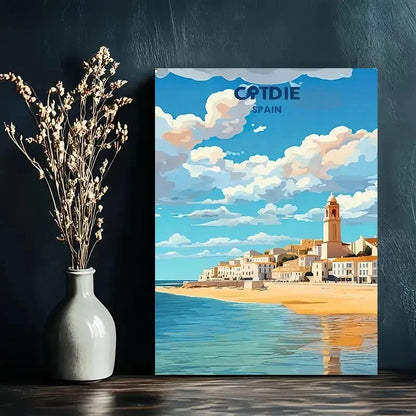 Spanish Cádiz Coastal Town Landscape Painting Travel Poster Print Wall Art