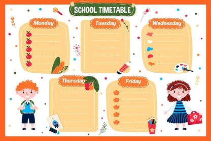 NEW (LAMINATED) School Timetable (61X91CM) educational CHART PICTURE PRINT