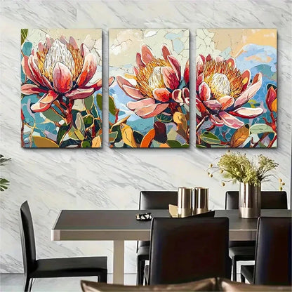 3pcs Botanical Décor Floral Travel Perfect Wall Art Set Canvas Framed 40x60cm - High Quality Print 100% Australian Made Wall Canvas Ready to Hang