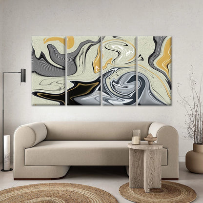 4pcs Modern Abstract Monochrome and Gold Wall Art Canvas Framed 45x80cm - High Quality Print 100% Australian Made Wall Canvas Ready to Hang