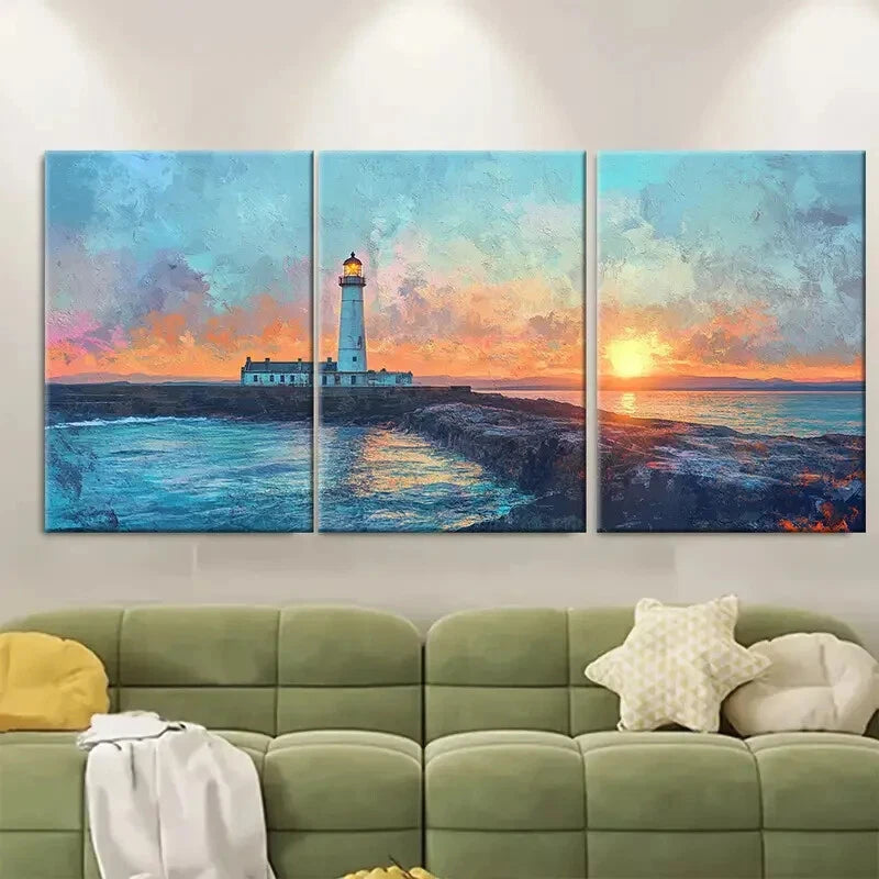 3pcs Northern Ireland Coastal Scene with Vibrant Metal Print Ready to Hang Art