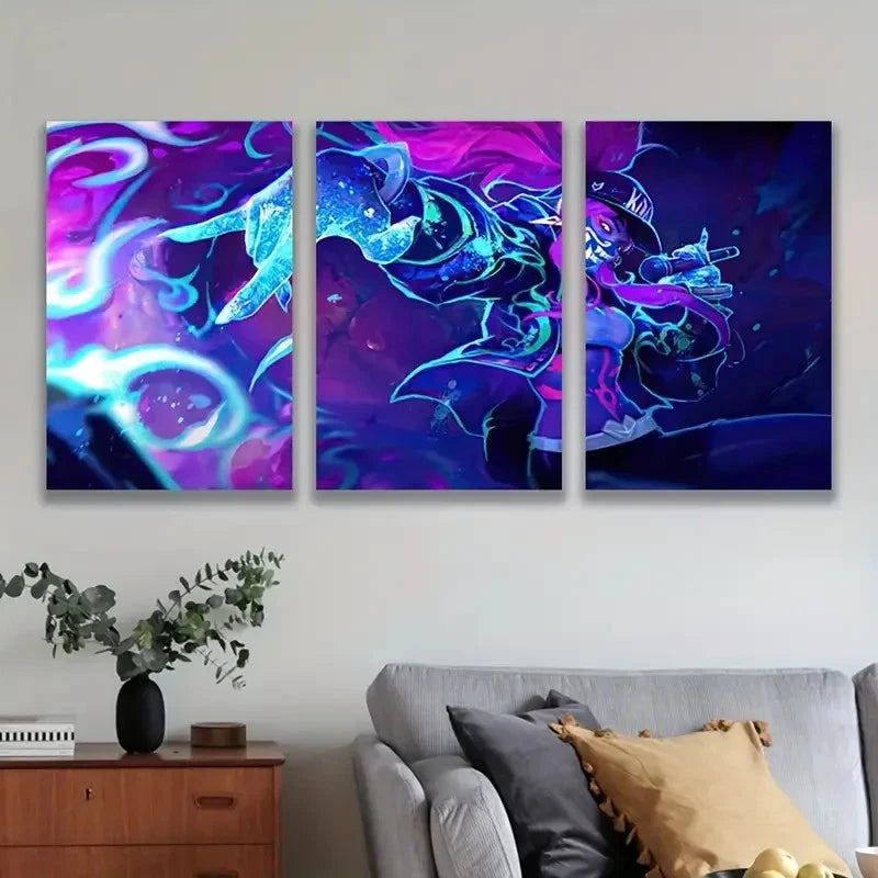 3pcs Vibrant Fantasy Inspired Art Print Wall Art Set Canvas Framed 40x60cm - High Quality Print 100% Australian Made Wall Canvas Ready to Hang