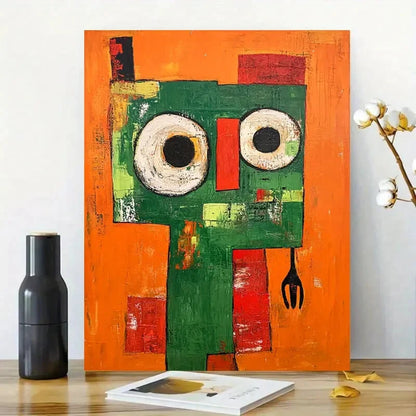 Abstract Painting with An Orange Background Painting 40x60cm Metal Print Ready to Hang