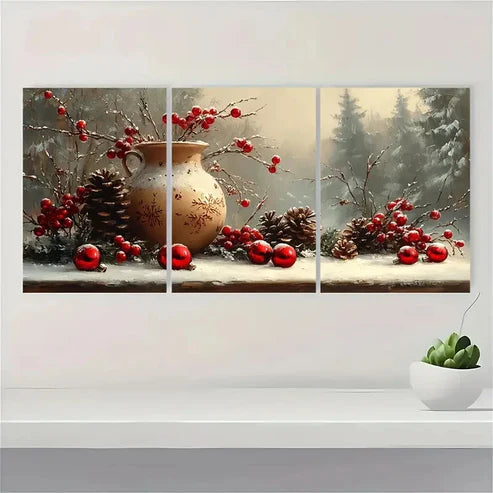 3pcs Little Bits Fine Art Print red Wall Art Set Canvas Unframed - High Quality Print 100% Australian Made Wall Canvas
