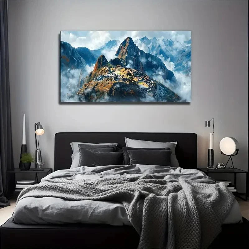 Modern Minimalist Mountain Ruin Wall Art Canvas Office Home Room Framed 120x60cm