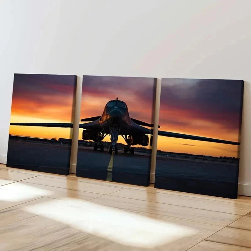 3pcs Military Themed Art Fighter Jets Wall Art Set Canvas Framed 40x60cm - High Quality Print 100% Australian Made Wall Canvas Ready to Hang