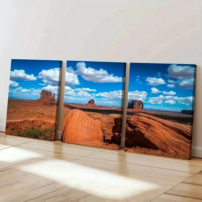 3pcs Yellowstone Park Monument Valley Wall Art Set Canvas Framed 40x60cm - High Quality Print 100% Australian Made Wall Canvas Ready to Hang
