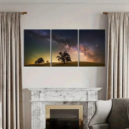 3pcs Desert Starry Sky & Trees Decoration Wall Art Set Canvas Framed 40x60cm - High Quality Print 100% Australian Made Wall Canvas Ready to Hang