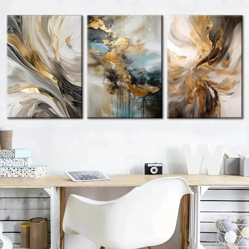 3pcs Featuring Abstract Luxury Décor Perfect Wall Art Set Canvas Framed 40x60cm - High Quality Print 100% Australian Made Wall Canvas Ready to Hang