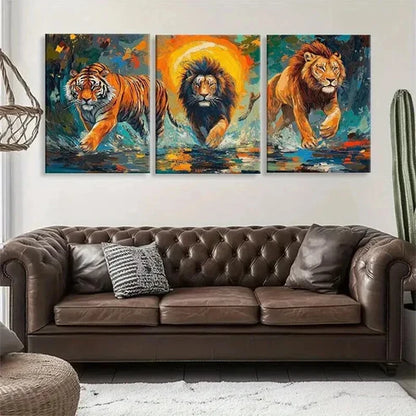 3pcs Ferocious Jungle Predators Fear Perfect Wall Art Canvas Unframed - High Quality Print 100% Australian Made Wall Canvas