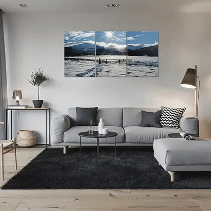 3pcs Snowy Mountain Landscape Winter Scene Metal Print Ready to Hang Art