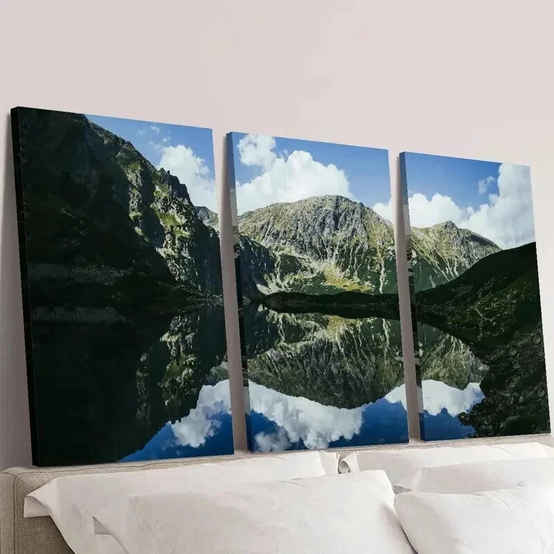 3pcs Lake Scenery of The Tatra Mountains Wall Art Set Canvas Framed 40x60cm - High Quality Print 100% Australian Made Wall Canvas Ready to Hang