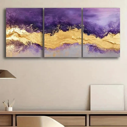 3pcs Vibrant Combination Of Purple Wall Art Set Canvas Framed 60x90cm - High Quality Print 100% Australian Made Wall Canvas Ready to Hang