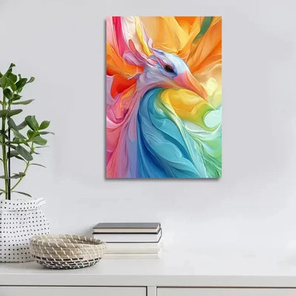 Contemporary Abstract Peacock Painting 40x60cm Metal Print Ready to Hang