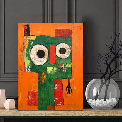 Abstract Painting with An Orange Background Painting 40x60cm Metal Print Ready to Hang