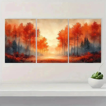3pcs Autumn Radiance Sunlit Maple Trees Perfect Wall Art Set Canvas Framed 40x60cm - High Quality Print 100% Australian Made Wall Canvas Ready to Hang