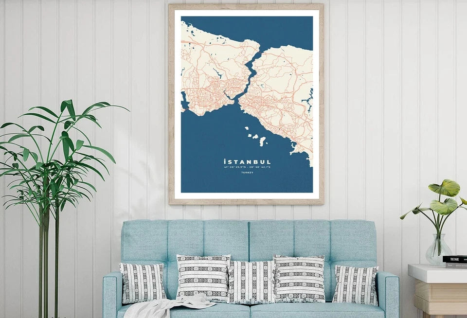 Istanbul City map with details 91x61cm poster AU