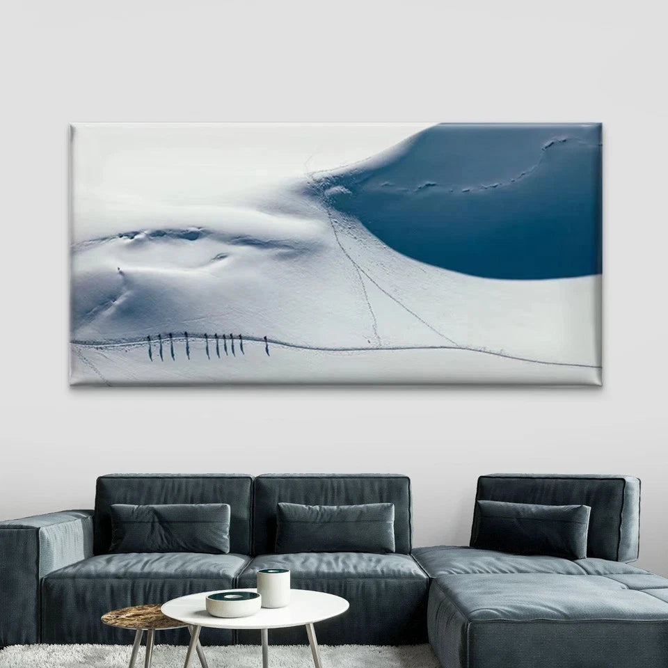 Shadows of People on Snow Wall Art Canvas Office Home Room Framed 120x60cm