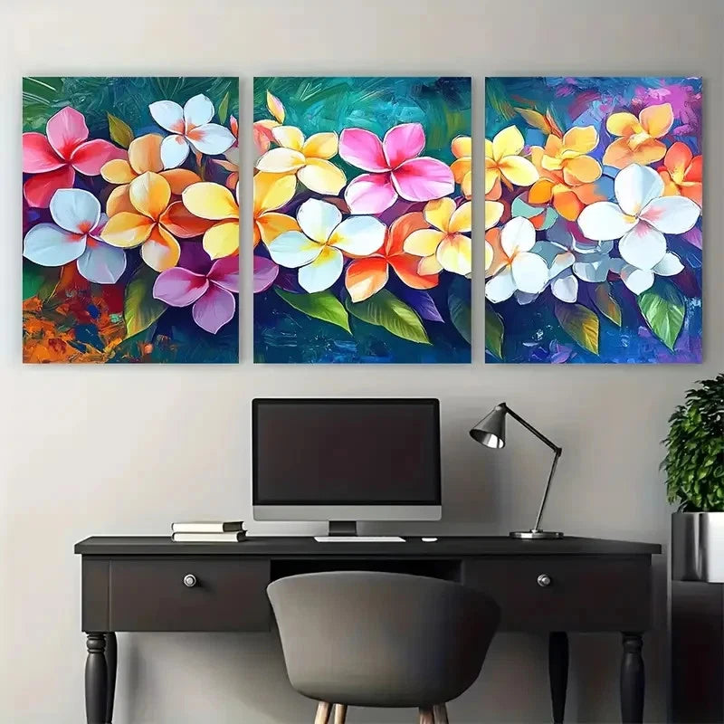 3pcs Thai Floral Oriental Thailand Décor Perfect  Wall Art Set Canvas Framed 40x60cm - High Quality Print 100% Australian Made Wall Canvas Ready to Hang