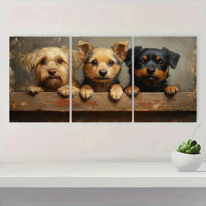 3pcs Poodle & Rottweiler Dog Metal Print Ready to Hang Art