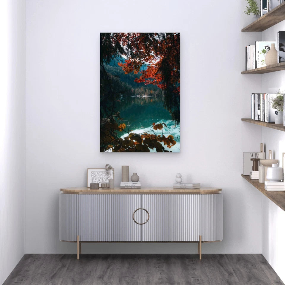 Brown Green Trees Beside River Daytime 60x90cm Metal Print Ready to Hang