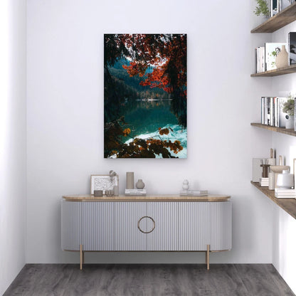 Brown Green Trees Beside River Daytime 60x90cm Metal Print Ready to Hang