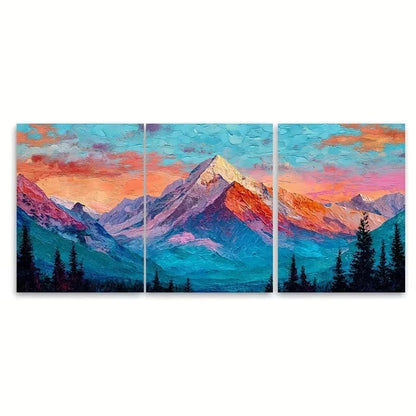 3pcs Colorful Mountain Oil Painting Wall Art Set Canvas Framed 40x60cm - High Quality Print 100% Australian Made Wall Canvas Ready to Hang