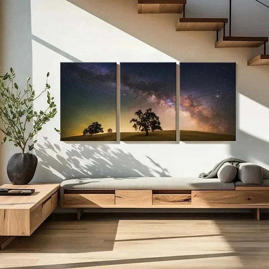 3pcs Desert Starry Sky & Trees Decoration Wall Art Set Canvas Framed 40x60cm - High Quality Print 100% Australian Made Wall Canvas Ready to Hang