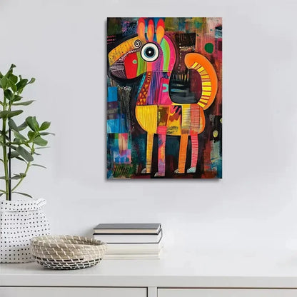 Beautiful Contemporary Abstract Dog Bohemian Painting 40x60cm Metal Print Ready to Hang