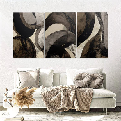 3pcs Modern Abstract Neutral Gallery Wall Art Set Canvas Framed 50x70cm – High Quality Print, 100% Australian Made Wall Canvas, Ready to Hang