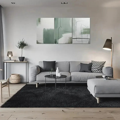 3pcs Shades of Green and White Metal Print Ready to Hang Art