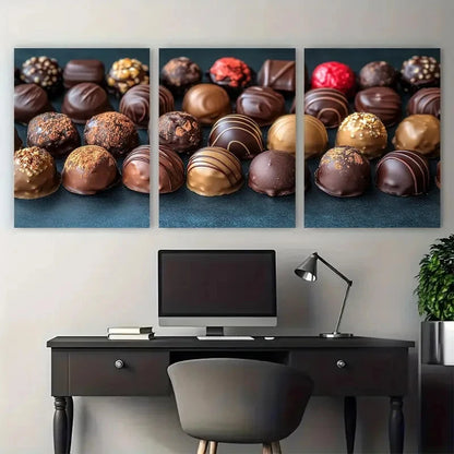 3pcs Luxurious Chocolates Candies Décor Perfect Wall Art Set Canvas Framed 40x60cm - High Quality Print 100% Australian Made Wall Canvas Ready to Hang